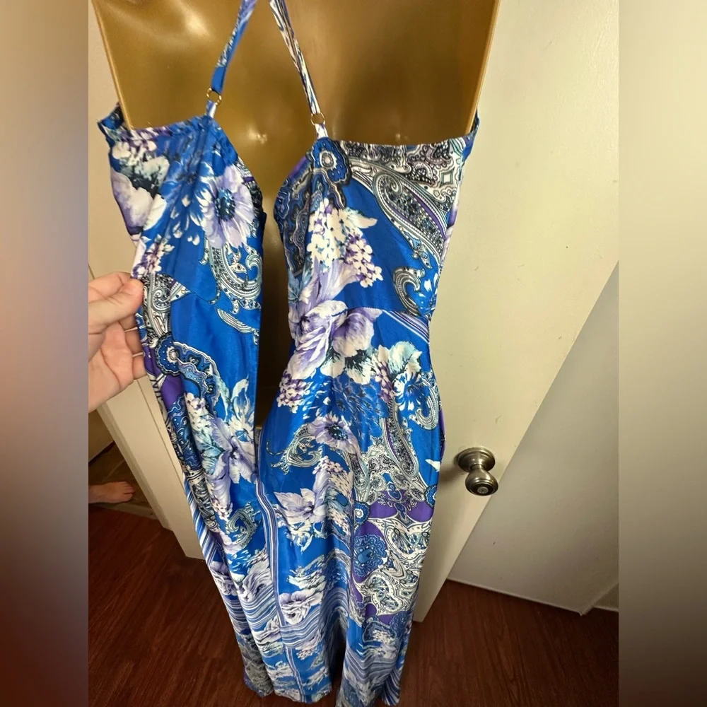 Lulu's Blue Paisley Floral Halter Maxi Dress - Picture 7 of 14